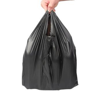 SAFEWARE/安赛瑞 黑色塑料垃圾袋 手提背心式 45*50cm 双面4丝 100只装，27010