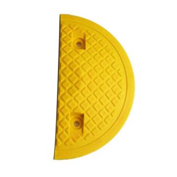 SAFEWARE/安赛瑞 重载橡胶减速带端头（10吨），优质原生橡胶，含安装配件，黄色，250×350×50mm，14461