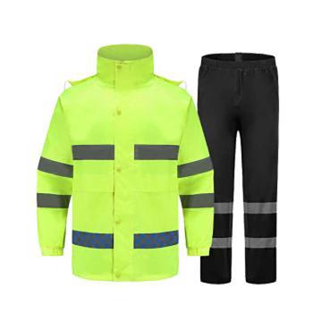 SAFEWARE/安赛瑞 分体式反光雨衣，防风雨衣套装，站岗执勤巡逻保安薄款雨衣雨裤，170，M