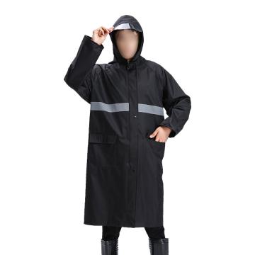 SAFEWARE/安赛瑞 长款风衣式雨衣，28734带透明帽檐，黑色2XL，适合125-140斤