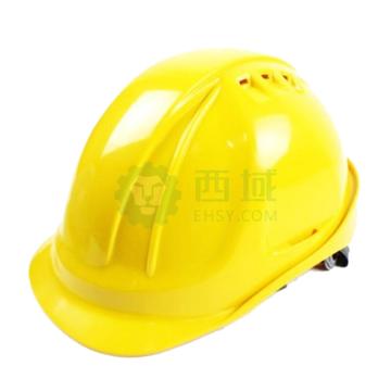 DELTAPLUS/代尔塔 安全帽，102106-JA，M型安全帽 带透气孔 黄色 旋钮式 含下颚带
