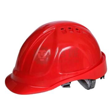DELTAPLUS/代尔塔 安全帽，102106-RO，M型安全帽 带透气孔 红色 旋钮式 含下颚带