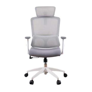Deli/得力 双背头枕可调办公椅人体工学椅主管椅，91021(白) 不含安装