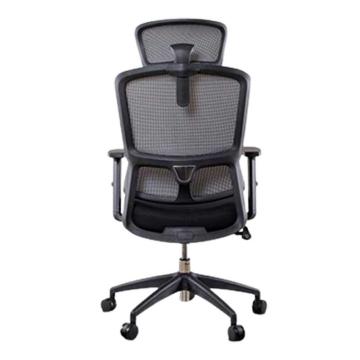 Deli/得力 双背头枕可调办公椅人体工学椅主管椅，91021(黑) 不含安装