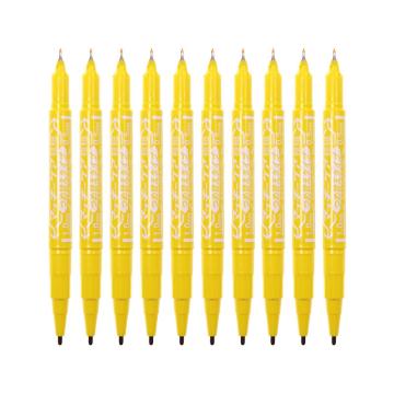 ZEBRA/斑马 速干油性小双头记号笔 ,YYTS5 细头1.0-1.3mm.极细头0.5mm(黄色）10支/盒