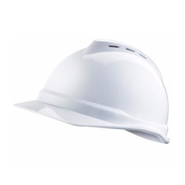 MSA/梅思安 V-Gard PE豪华型安全帽 ,10172512 ,白 超爱戴帽衬 D型下颏带
