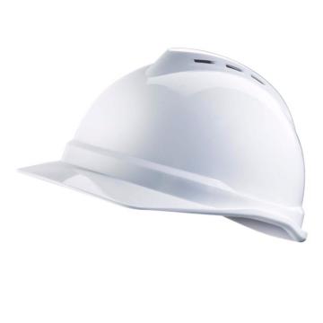 MSA/梅思安 V-Gard ABS豪华型安全帽 ,10172476 ,白 超爱戴帽衬 D型下颏带