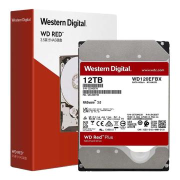 WD/西部数据 机械硬盘 ,WD120EFBX 12TB NAS硬盘 WD Red Plus 西数红盘Plus 7200转 256MB SATA CMR