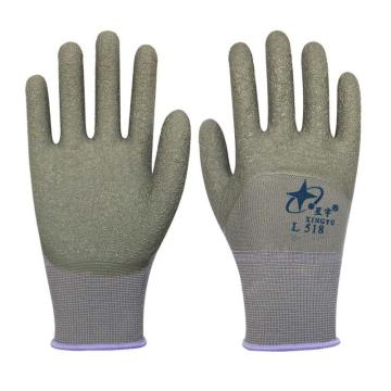 XINGYU/星宇 乳胶涂层手套 ,L518 ,十三针彩涤纶乳胶皱纹半挂手套
