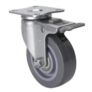 EDL/易得力 平顶刹车聚氨酯(PU)脚轮，脚轮小型2.5寸40kg，261225H-2625-76