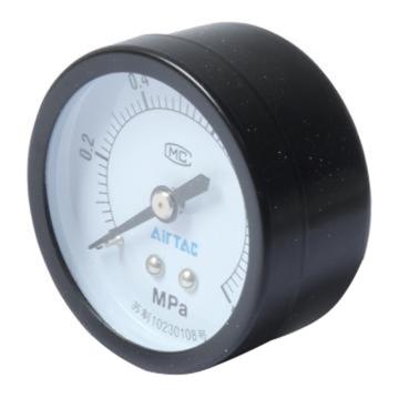 AirTAC/亚德客 标准安装压力表，表盘40MM，测压范围0-0.4Mpa，PT1/8，表盘单位Mpa，F-GS4004M