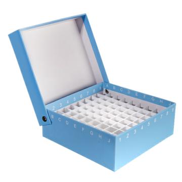 LG/垒固 纸质冷冻管盒（81格翻盖式），蓝色、1.5ml/2ml、塑料隔断，S-004813