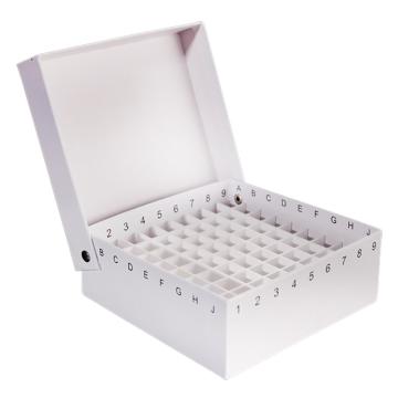 LG/垒固 纸质冷冻管盒（81格翻盖式），白色、1.5ml/2ml、塑料隔断，S-004816