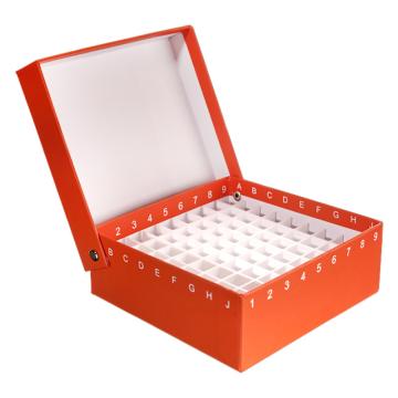 LG/垒固 纸质冷冻管盒（81格翻盖式），橙色、1.5ml/2ml、塑料隔断，S-004815