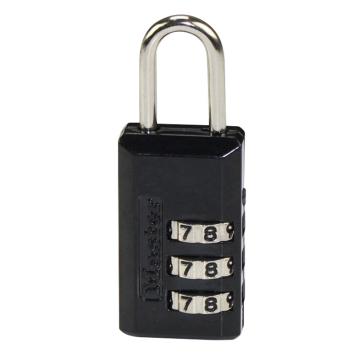 Master Lock/玛斯特锁具 3位密码锁，3mm锌锁钩，锁钩净高22mm，宽20mm，锌锁体黑塑料壳，646D