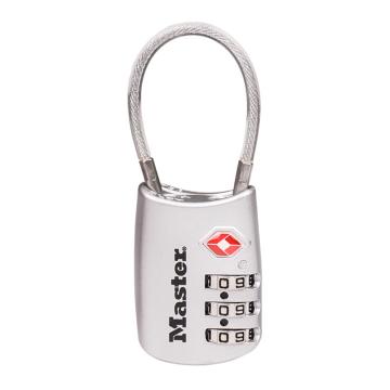 Master Lock/玛斯特锁具 20mm宽，3位可调密码锁，带柔性缆，银色，4688MCND