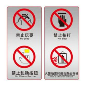 SAFEWARE/安赛瑞 电梯安全标示贴,温馨提示标识牌贴纸,长15cm宽30cm,禁止玩耍透明,一对装,310442