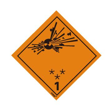SAFEWARE/安赛瑞 危险品标识-爆炸性物质或物品 1， 高性能不干胶，100mm×100mm，32000，20张/包
