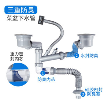 submarine/潜水艇 双菜盆侧排下水管套装 ,CSQ-12D