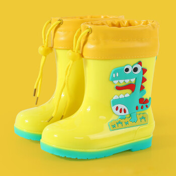 CNMF/谋福 儿童卡通雨靴 中大童雨鞋 学生防水雨靴加绒可拆卸水鞋 黄色+松紧带皮套. 30-31(190) 100036006057