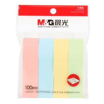M&G/晨光 3X3四分条优事贴100页，YS-13 76*19mm 4色