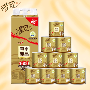 Breeze/清风 原木金装4层160克卷筒卫生纸 B20A6J2/B20A6J3 10卷*6提/箱