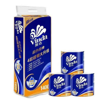 Vinda/维达 蓝色经典4层140g卷筒卫生纸 V4069-A 10卷*6提/袋