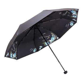 天堂伞TTS 三折叠晴雨伞55cm*8骨全遮光黑胶防晒太阳伞遮阳伞，春天浅粉色