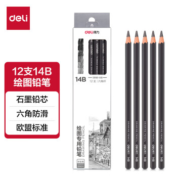 Deli/得力 S999-14B_高级绘图铅笔12支彩盒装14B(蓝)(12支/盒)