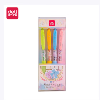 Deli/得力 SA166甜心不限定彩色按动中性笔0.5mm子弹头(混)(4支/盒)