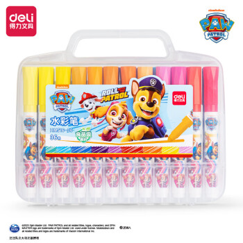 Deli/得力 HM516-36_汪汪队PP盒装食品级圆杆水彩笔(混)(36色/盒)