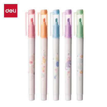 Deli/得力 SK187樱花限定软头柔彩荧光笔(混)(5支/袋)