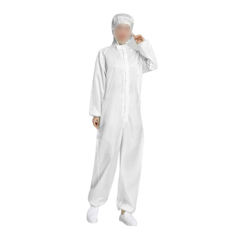 易工鼎 防静电服 连体无尘服连帽工作服防护服 白色5XL码