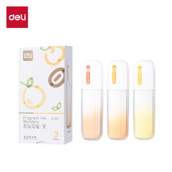 Deli/得力 SK189香氛奇境-果香味IP荧光笔(混)(3支/盒)