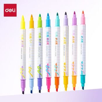 Deli/得力 SK213玩趣叠色荧光笔(混)(8支/盒)