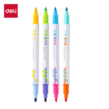 Deli/得力 SK214玩趣叠色荧光笔(混)(4支/盒)