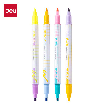 Deli/得力 SK215玩趣叠色荧光笔(混)(4支/盒)