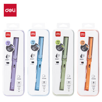 Deli/得力 S5速干学生钢笔EF明尖(黑)(1笔+1吸墨器+1墨囊/盒)