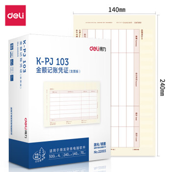 Deli/得力 22003KPJ103金额记账凭证(混)(4包/箱)