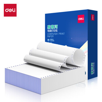 Deli/得力 莱茵河L241-1电脑打印纸(1/3S白色撕边)(1000页/盒)