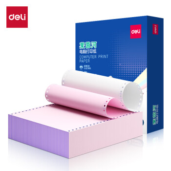 Deli/得力 莱茵河L241-2电脑打印纸(1/3CS彩色撕边)(1000页/盒)
