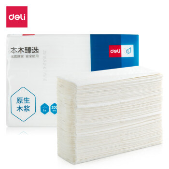 Deli/得力 臻韧CC1200-01擦手纸1层200抽(白)
