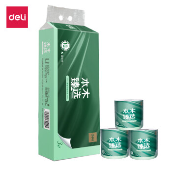 Deli/得力 本木臻选WJ3275-01有芯卷纸3层275段(白)(10卷/提)
