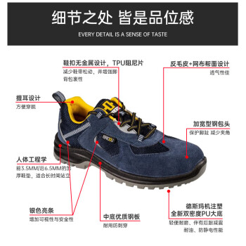 霍尼韦尔 40 巴固X1S系列蓝色S1P防砸防刺穿防静电安全鞋 SHX1S23502