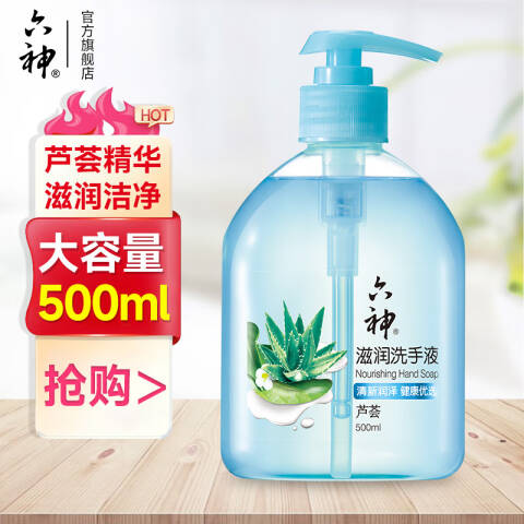 LIUSHENG/六神 滋润洗手液（芦荟） 20288清新润泽 500ml