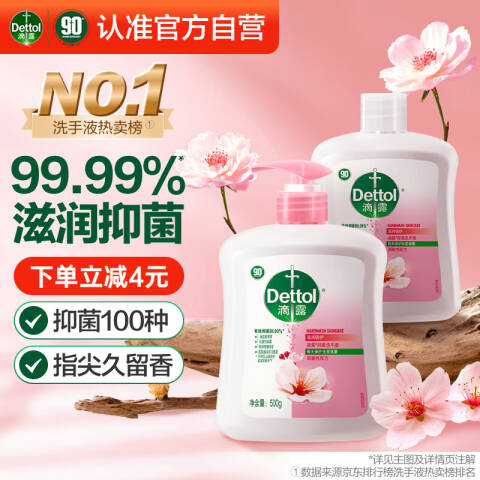 Dettol/滴露 洗手液 0342994健康抑菌植物呵护 500g