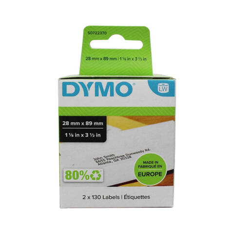 DYMO 地址打印标签纸，S0722370 89mm×28mm 适用LW450/550/4XL/5XL 130张/卷