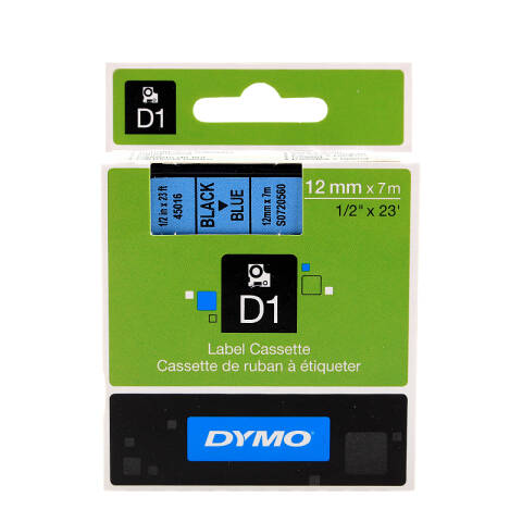 DYMO 商用D1电子标签带 蓝底/黑字 12mm*7m