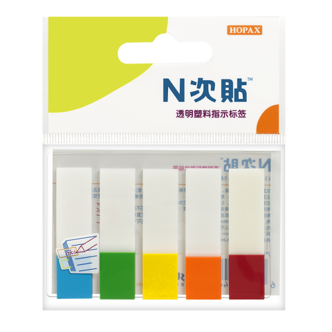 STICK'N/N次贴 塑料透明5色标头标签 混色 2