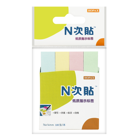 STICK'N/N次贴 指示标签便条 76*14mm （彩色4色） 4本/包